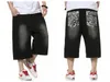 Atacado-verão Estilo Hip Hop Baggy Solto Calças Impressa para Homens Denim Jeans Shorts Mens Shorts Plus Size 30-46 FS4941