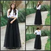 2017 Long Skirts Black Tiered Ruffle Floor-Length Formal Party Skirts A-Line Custom Made Tulle And Satin Comfortable Fashion Skirt