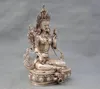 12 "Kina Tibet Silver Bronze Buddhism Green Tara Buddha staty