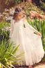 2020 New Fancy A-line Lace Flower Girl Dresses Cheap Country Style Little Girls Gowns V Neck 3/4 Sleeves For 2-12 Years MC0668