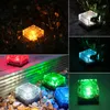 LED Sollampa Ice Brick 4LEDS 1LED Jordljus Kubformad Solar Garden Light IP68 Multi Färger Trådlös Undergroud Lagga Vit Blå