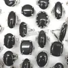 Wholesale 50pcs/Lot Large Sized Natural Black Agate Rings Mix Design Factory Direct Supply Free Shipping