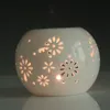 Handmade Ceramic Essential Oil Burner Fragrance Lamps Porcelain Tealight Candle Holder with Hollow Out Flower Wedding Gifts Home Bar Decoration