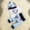 Newborn Baby Clothes Christmas Outfits Baby Boy Clothes Short Sleeve Letter Romper + Deer Printed Long Pants+Hat 3PCS Cotton Kids Suit