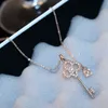 Elegante Frauen Kristallzircon-Lock-Schlüssel-hängende Halskette Kurzschlussclavicle Kette Sommer-heiße Verkaufs-Charme-Halsketten-Schmuck als Geschenk