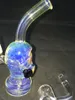 Mini tubo di fumo Vetro Acqua Bong Maschera antigas Bruciatore per olio in vetro Becher in vetro Bong colorato Recycler Bubbler 10mm Banger al quarzo