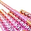 Set di pennelli per trucco arcobaleno alveare da 7 pezzi con set di pennelli per trucco per capelli morbidi rosa Set di strumenti per pinceis con testa di fiamma piatta obliqua