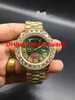 Luxo 43mm Ouro Grandes diamantes Relógio de homem mecânico Vermelho verde branco azul mostrador de ouro de alta qualidade Automático de aço inoxidável men307K