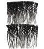 Grampo de cabelo virgem brasileiro em extensões de cabelo encaracolado Cor Nautral Clip-in Full Head 100g 7 pcs kinky curly clipe em extensões de cabelo encaracolado