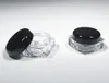 50Pcs Cosmetic Jars Thick Wall Square Plastic Beauty Containers Packaging - 5 Gram (Black or Clear Lids) +free ship