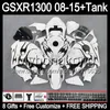 8 regali per SUZUKI Hayabusa GSXR1300 08 15 GSXR-1300 14MY34 fiamme nere GSXR 1300 GSX R1300 08 09 10 11 12 13 14 15 Kit carenatura bianco lucido