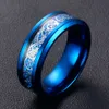 Brand New Black 316L Titanium Stainless steel Ring Wedding Band blue Carbon Fiber des Nibelungen Dragon rings for men fast 3591796