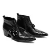 100% tout nouveau noir hommes bottes bout pointu Antumn cuir bottines hommes affaires bottes formelle bota masculina, EU38-46