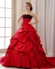 Abiti da sposa vintage gotici in raso nero e rosso con abito da ballo vestido de noiva Pick-up senza spalline Abiti da sposa non bianchi Couture Custom