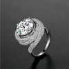 Taille 5-11 Paave Réglage rond 3ct Bijoux de luxe de luxe 925 Sterling Silver Blanc Topazz CZ Diamond Mariage Engagement Doigne Cadeau