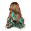 WoodFestival peluca ombré verde marrón para mujer pelucas harajuku lolita pelo sintético largo ondulado pelucas de fibra resistentes al calor curly5210151