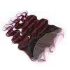 T1B 99J Burgundy OMBRE Virgin Human Hair Sefts with Frontal Body Wave Dark Roots Wine Red Ombre Lace 13x4 Closure with Bundle8149708