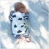 2017 Primavera Autunno Baby Clouds Pagliaccetti a righe stampati Tute a maniche lunghe per neonati con cappelli Bambino per bambini Pagliaccetto intero Vestiti per neonati