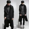 Оптовые - Мужская повседневная шерсть пальто с капюшоном мода длинная траншея пальто мужчины хип-хоп черный длинный пальто с капюшоном куртка