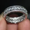 Vecalon channel set mode frauen schmuck volle runde simulierte diamant cz hochzeit band ring weiß gold gefüllt weibliche finger ring