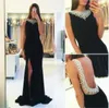 Elegante Black Pearl Prom Vestidos Sem Encosto Sem Mangas Longos Vestidos Para O Vestido de Noite 2017 Sereia Vestidos de Festa