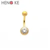 Crystal Clear Gem Belly Bar Frosted Navel Rings -knapp Banan Böjd mode Body Piercing Jewelry Titanium Plating Gold Rose1466802