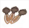 30pcs/lot Antique Bronze Cameo Flower Steel Bookmarks 20mm Round Cabochon Settings Jewelry Blank Charms 28x83mm