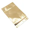 50 unids / lote 14x20 cm Papel de aluminio dorado Doypack Cremallera Válvula de alimentos Paquete de embalaje Bolsas Papel de aluminio Mylar Mate Auto sellado Bolsa de refrigerio reutilizable