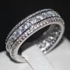 Vecalon Channel set Fashion Women Jewelry Full Round Simulated diamond Cz Wedding Band Ring White Gold Filled Female Finger ring