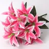 8 colori profumo giglio 10 teste fiore di seta grezza cemento di plastica foglie fiori artificiali per matrimonio, casa, festa