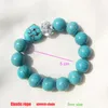 Vintage Buddha Bead Charm Armband elastische Kette Naturstein Türkis Armbänder glänzende Kristallkugel Perlen Armreif für Frauen Männer Schmuck