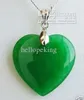 Partihandel Billiga Grön Jade Heart Shape Silver Emerald Pendant / Halsband