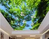 3D-behang op het plafond blauwe hemel takken 3d plafond behang voor badkamers stereoscopisch landschap plafond