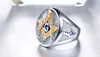 New Gold Silver Masonic Ring Stainless Steel Blue Enamel Freemason Jewelry Free mason Signet Ring jewel for men Wholesale