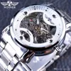 Winnaar Skeleton Mechanisch Horloge Heren Horloges Blauwe Oceaan Mode Casual Designer Roestvrij staal Mannen Topmerk Luxe Automatische horlogeklok