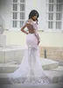 Sexy Light Pink Mermaid Evening Dresses Jewel With Applique Open Back Red Carpet Gowns Sweep Train Long Sleeves Sheer Neck Custom Made Gowns