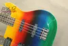 La fábrica vende Nueva guitarra eléctrica alienígena de doble cuello para zurdos de 6 cuerdas + cuerpo de color de bajo eléctrico de 4 cuerdas