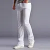 Hela män New White Designers Flare Jeans Byxor Mode Casual Herr Breda ben Herr Sträckt Slim Denim Byxor176E