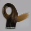 Ombre saç uzantıları T1B / 27 bal sarışın Brezilyalı Düz ​​100g Cilt atkı saç uzantıları bant İnsan saç uzantıları 40 parça