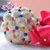 Candy Color Искусственные свадьбы Букеты Горячие Продажи Большой Bridal Букет Цветы Цвета Сруас Розы Свадебные Цветы с Красочным Жемчугом Маленький