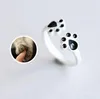 Everfast Wholesale 10pc/Lot Kpop Justerbar mode Animal Cat Paw Print Ring Black Oil Harts Rings for Women Men EFR087