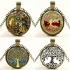 Wholesale-Steampunk Vintage Tree of Life Cabochon Bronze Glass Chain Pendant Statement Necklace Women Bijoux Femme Jewelry 2016 New