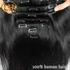 7A Straight Clip In Human Hair Extensions Peruaanse Straight Human Hair Clip In Extensions 10 stks/set 200g Voor Black Hair Extensions