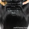 7A Rak Clip In Human Hair Extensions Peruansk Raight Human Hair Clip In Extensions 10st/set 200g För svart hårförlängning