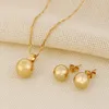 Ball Pendant Necklace Ball Earrings Jewelry SET Fine 24K Real Yellow Solid Gold GF Women Party Jewelry Gifts joias ouro mujer277b