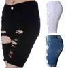 All'ingrosso- Pantaloncini estivi a vita alta Pantaloncini di jeans da donna Vintage Streetwear Jeans corti strappati Pantaloncini casual femminili con foro indossato