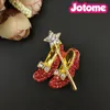 50st/Lot Gold Tone Crystal Dorothy Wizard of Oz Style Brosches Red High Heeled Shoes Brosch Bow and Star Lapel Pin