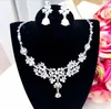 New Arrival Rhinestones Bridal Jewelry Sets Silver Crystals Three Pieces Wedding Necklaces Tiaras Crowns And Earrings For Bride Accessories