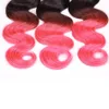 Schwarz und rosa Ombre menschliches Haar Jungfrau peruanisch zwei Tonfarbene menschliche Haarscheilen 4pcs Körperwelle Ombre menschliches Haar Webbündel Bündel