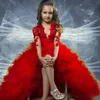 Modest Red 2K17 Flower Girls Dresses For Formal Jewel Illusion Applices Ruffles långa ärmar Hi Lo Girls Girls Pageant Dresses Fo6716153